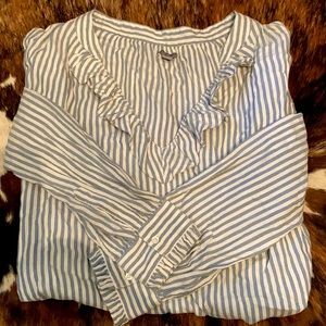 Aerie Stripe Ruffle Shirt